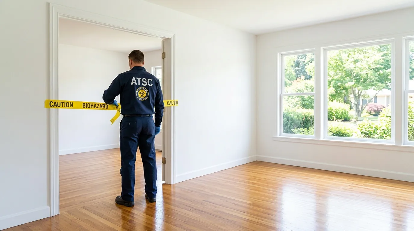 Certified biohazard cleanup crew performing Trauma Scene Cleanup in River Oaks